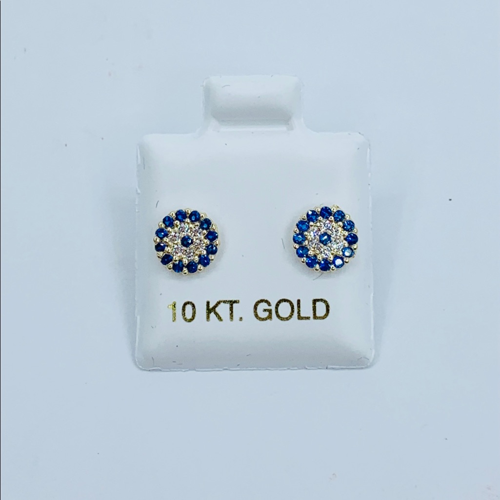 10k Solid Gold Earrings Greek Eye Studs